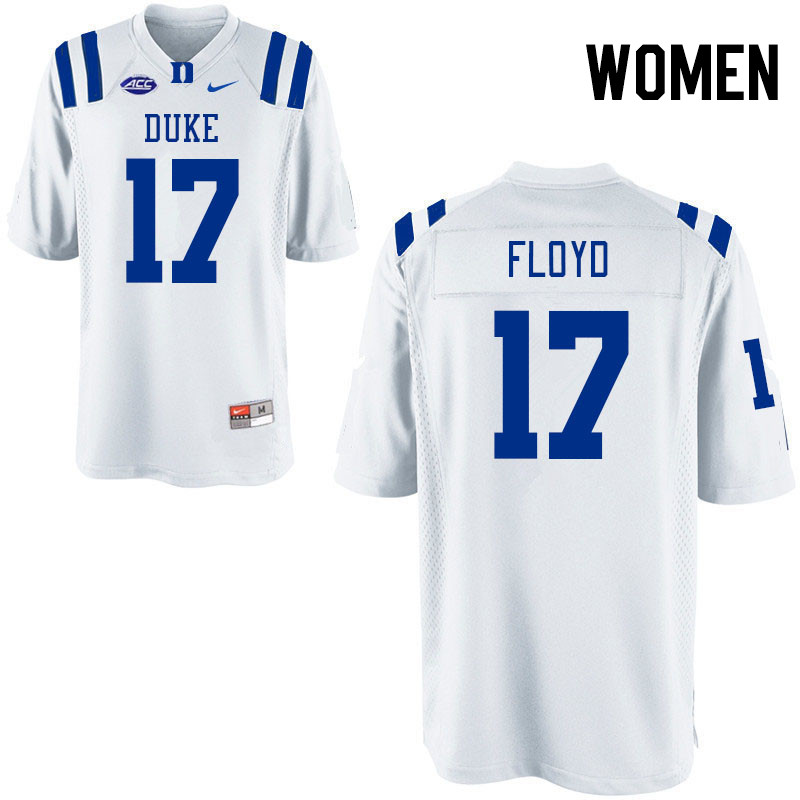 Women #17 Vontae Floyd Duke Blue Devils College Football Jerseys Stitched-White